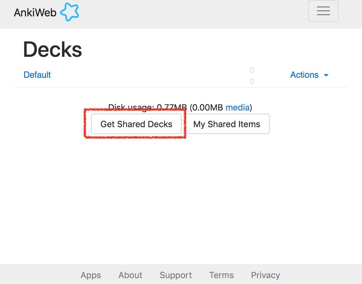 Get Shared Decksボタンをクリック